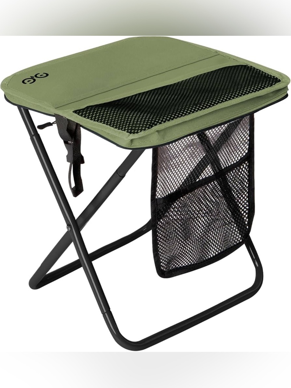 CAMDOOR Portable Collapsible Stool, Folding Stool with 3 Side Pockets and Sho